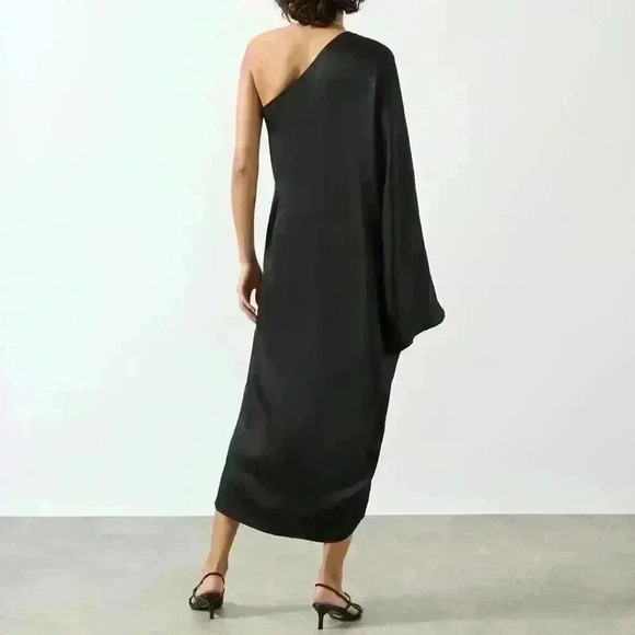 NEW NWT Rowan One-Sleeve Silk Dress Black Retails $500 - Picture 5 of 9
